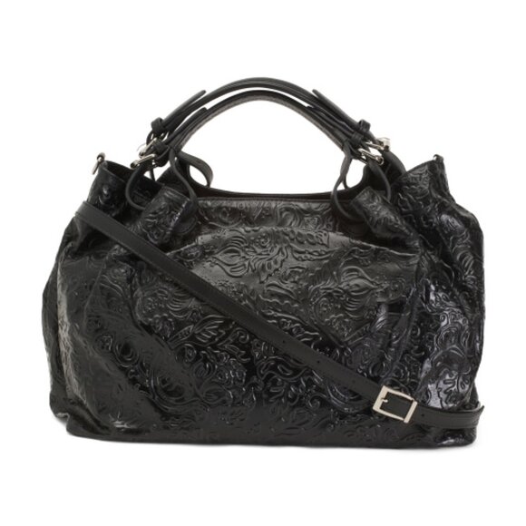 ISADORA Made In Italy Leather Embossed Satchel - Picture 1 of 4